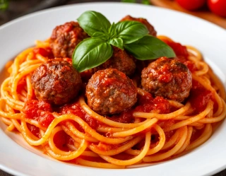 Спагетти с фрикадельками фото