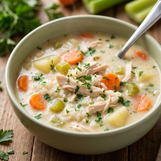 Сырно-молочный суп с макаронами и овощами фото